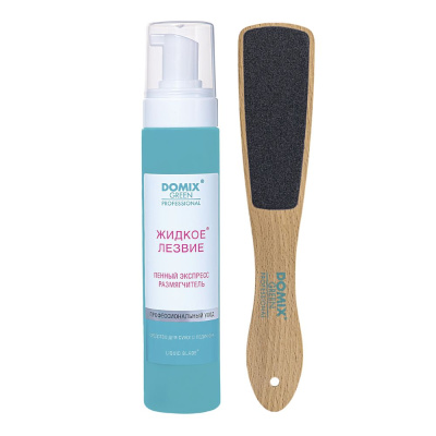 Domix gp набор для удаления натоптышей и огрубевшей кожи стоп жидкое лезвие  пенный экспресс размягчитель тёрка абразивная педикюрная light) 