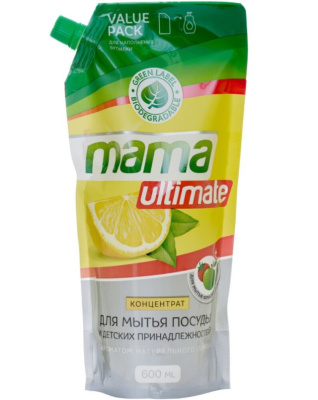 Mama Ultimate концентрированный гель для посуды и детских принадлежностей Лимон 600мл 