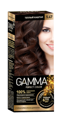 Gamma Perfect Hair стойкая крем краска тон 5.47 теплый каштан 