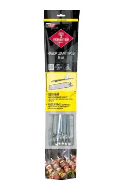 Forester набор шампуров средних никелированная сталь в пакете 6шт 