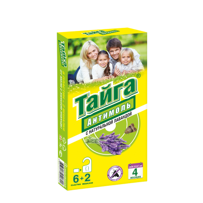 Тайга антимоль подвесной блок 2 вешалки 6 пластин для защиты от моли 