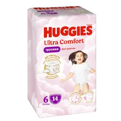 Huggies ultra comfort 6 15-25 кг трусики подгузники 14 шт для девочек 