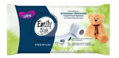 Fresh idea влажная детская растворяющаяся туалетная бумага 40 шт увеличенный размер 13*17 см гипоаллергенная без отдушек 