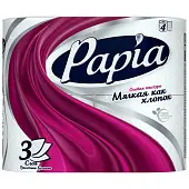 'Papia ' Туалетная бумага белая трёхслойная, 4 шт