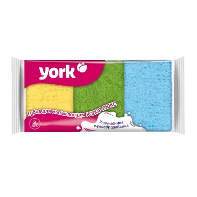 York губки для посуды колор люкс 3 шт 