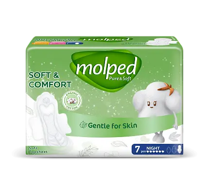 Molped ультратонкие прокладки pure soft с крылышками ночные 7 шт