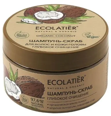 Ecolatier green шампунь скраб для волос и кожи головы глубокое очищение серия organic 300 г 