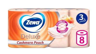 Zewa туалетная бумага deluxe 3 х слойная персик 8 шт 