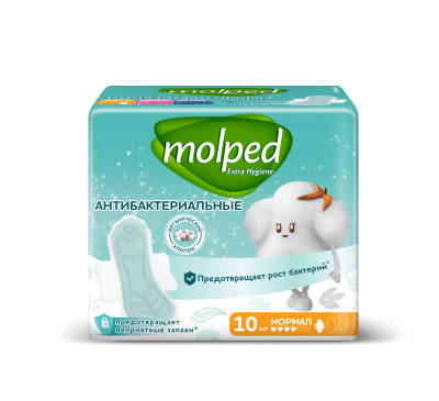 Hayat Molped прокладки женские антибактериальные c крылышками нормал 10 шт 