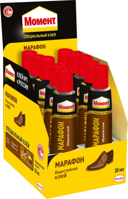 МОМЕНТ клей обувной МАРАФОН 30г 10 шт в шоу-боксе 