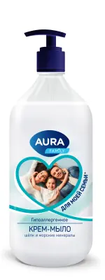 Aura крем мыло шёлк и морские минералы new флакон дозатор 1000 мл 