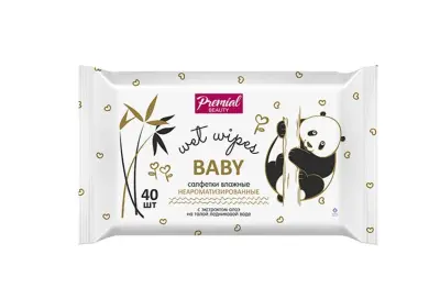 Premial салфетки влажные для детской гигиены с алоэ вера 40 шт 