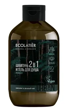 Ecolatier Гель для душа и шампунь мужской 2в1 Кипарис и зеленый чай 600мл