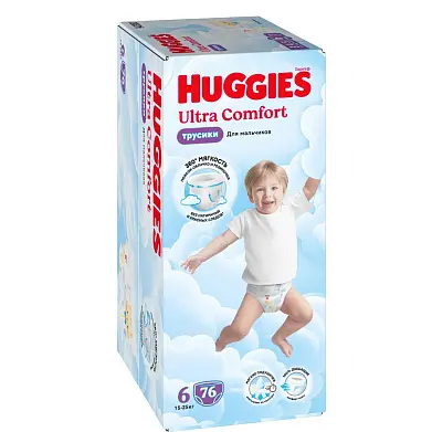 Huggies ultra comfort 6 15-25 кг трусики подгузники 76 шт для мальчиков