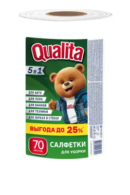 Qualita салфетки вискозные в рулоне 70 шт 