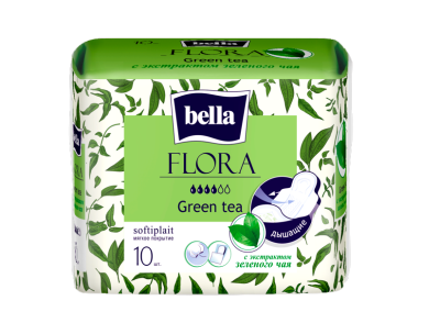 BELLA Прокладки FLORA Green tea, 10 шт.уп. (с экстрактом зеленого чая) 