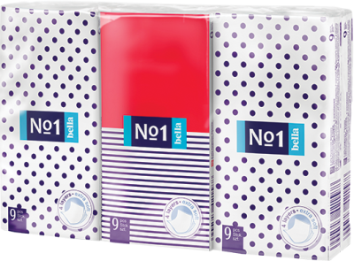 BELLA Носовые платочки bella №1 четырехслойные, 9 шт. х 6 шт.уп. (Сибирь) 