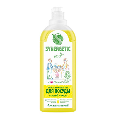 Synergetic гель для мытья посуды сочный лимон 1 л 
