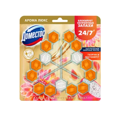 Доместос арома люкс трио арома блок для очищения унитаза экзотический букет блокировка неприятного запаха 3 50 гр 