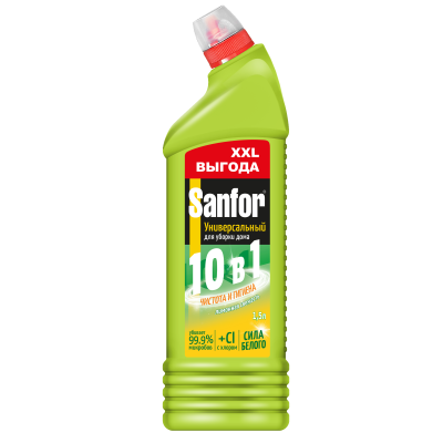 Sanfor средство для чистки и дезинфекции 10 в1 лимонная свежесть 1500 мл 