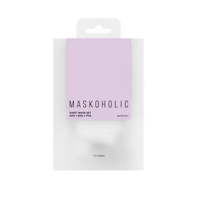 Maskoholic тканевая маска для лица с aha bha pha кислотами для сияния кожи набор 10 шт 