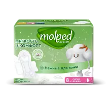 Molped ультратонкие прокладки pure soft с крылышками супер 8 шт