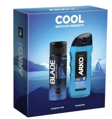 ARKO подарочный набор гель для душа 260 мл + дезодорант marine fresh 150 мл 