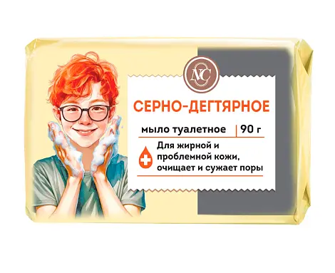 Невская косметика туалетное мыло серно дегтярное 90 г