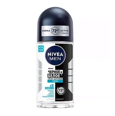 Nivea део шарик мужской fresh невидимая защита 72 ч для черного и белого 50 мл