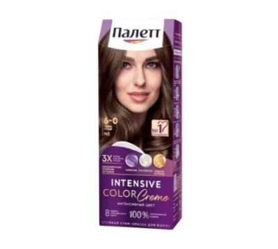 Палетт крем краска для волос темно русый 6.0 