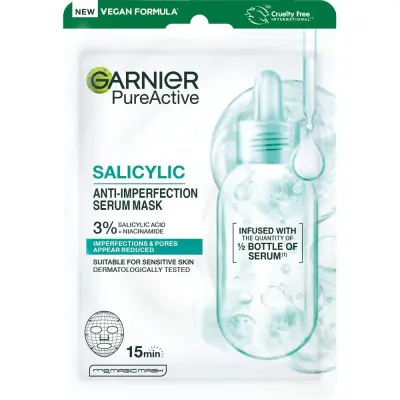Garnier тканевая маска для лица против несовершенств salicylic 