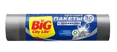 BIG City Пакеты для мусора с затяжками 30л серебро 15 шт