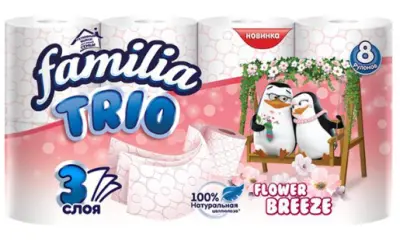 Familia Trio Breeze туалетная бумага трёхслойная 8шт 