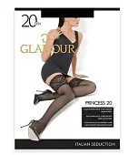 Glamour чулки princess 20 aut nero 2  с круж  резинкой на силикон основе