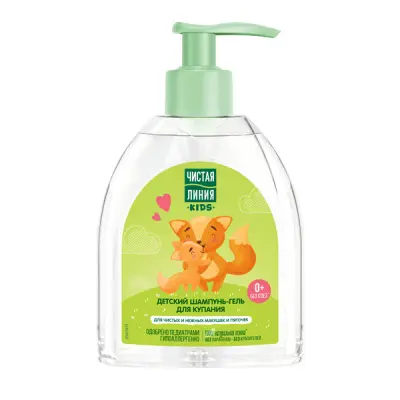 Чистая Линия детский шампунь гель для купания на 100% натуральной основе с ромашкой и алоэ без слез 520 мл 