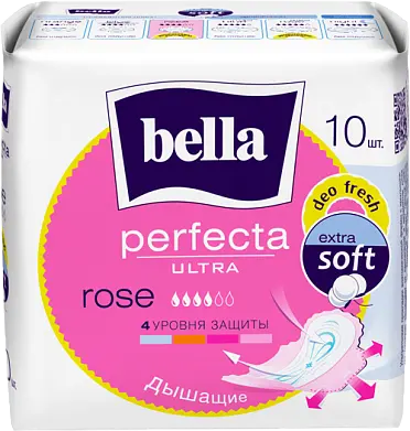 Прокладки супертонкие BELLA ULTRA DEO, 10шт (розов)