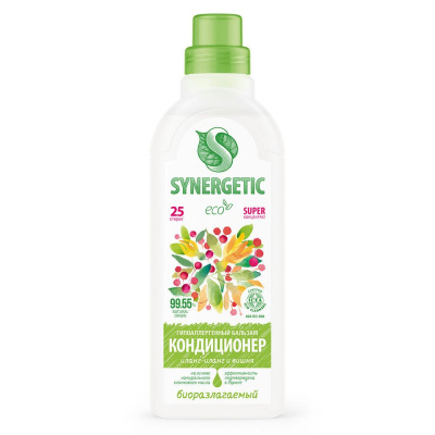 Synergetic бальзам кондиционер для белья иланг иланг и вишня 0,75 л 25 стирок 
