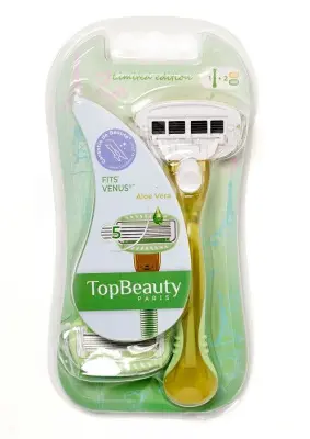 TopBeauty Paris женская бритва 1 бритва + 2 сменные кассеты желтого и зеленого цвета совместима с venus 