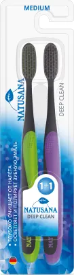 Natusana deep clean medium зубная щетка 1+1 