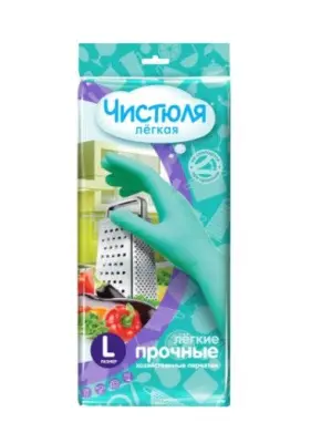 Чистюля Легкая перчатки хозяйственные легкие прочные размер L 1 шт 