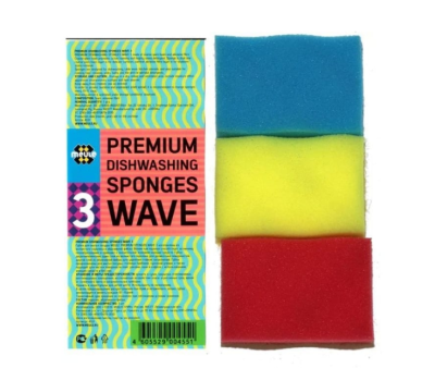 MEULE PREMIUM dishwashing sponges wawe губка из волнистого поролона 3 шт 