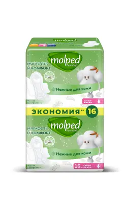 Molped ультратонкие прокладки pure soft с крылышками супер 16шт 