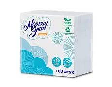 Мягкий Знак салфетки 2 слойные 25 х 25 белые 100 л
