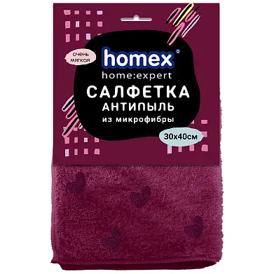Homex салфетка из микрофибры очень мягкая антипыль 1 шт 30 х40 см