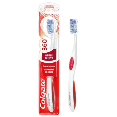 Colgate зубная щетка 360º white отбеливающая средней жесткости 