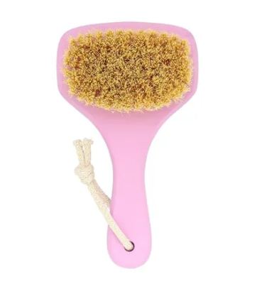 Lei массажная щетка  для сухого массажа тампико с покрытием розовая 