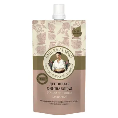 Банька Агафьи маска для лица дегтярная очищающая для парной 100 мл 