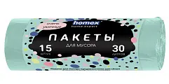 Homex пакеты для мусора 30 л 15 шт очень уютные бирюзовые new