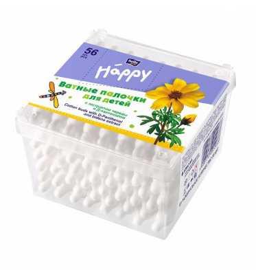 BELLA Ватные палочки 'Bella Baby Happy' с экст. ромашки и Д-пантенолом 56шт 