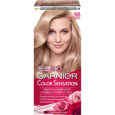 Garnier Color Sensation стойкая крем краска для волос с перламутром и эссенцией розы оттенок 9.02 перламутровый блонд 